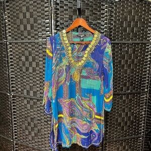 Dimri Vintage Sheer Beaded paisley tunic blouse intricate beadwork